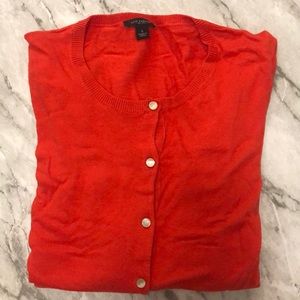 Ann Taylor Red-Orange Classic Cardigan